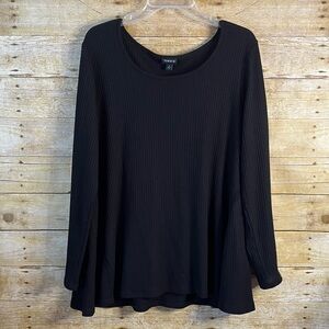 Torrid Women’s Black Waffle Knit Pullover Peplum Scoop Neck Top EUC Size 2X
